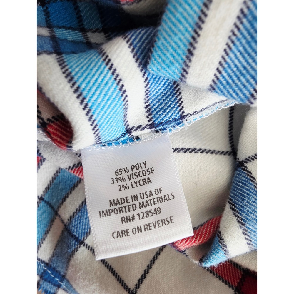 Aviator Nation Mens Plaid Flannel Shirt Red Blue White Frayed Hem Small USA - Picture 11 of 14